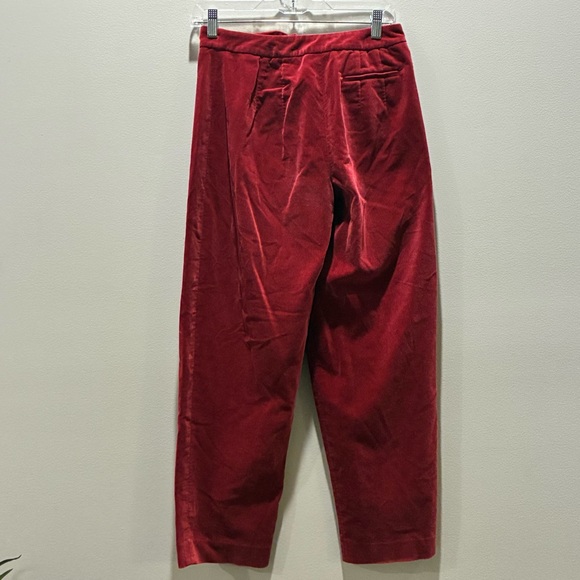 Talbots Rich Red Velvet Straight Leg Pants Size 4P 4 Petite - Picture 2 of 6
